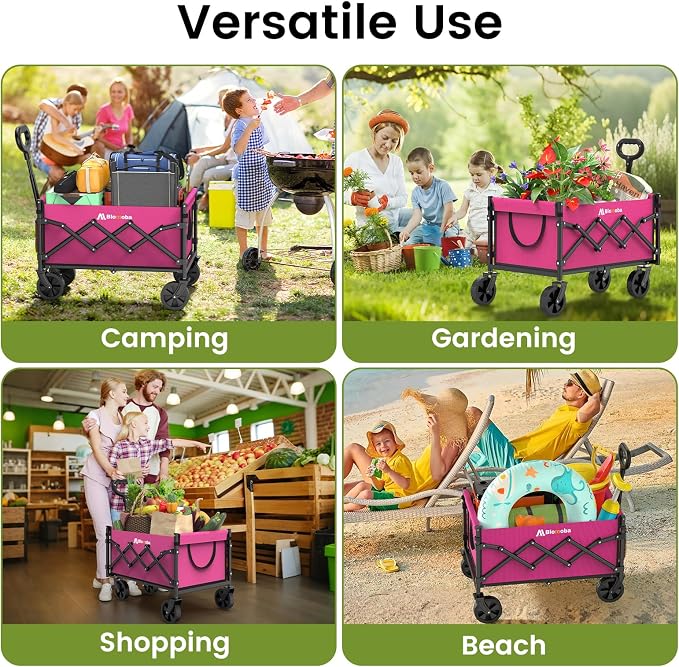 Collapsible Wagon with Wheels, 220 lbs Wagons Carts Foldable Wagon Cart with - Image 9
