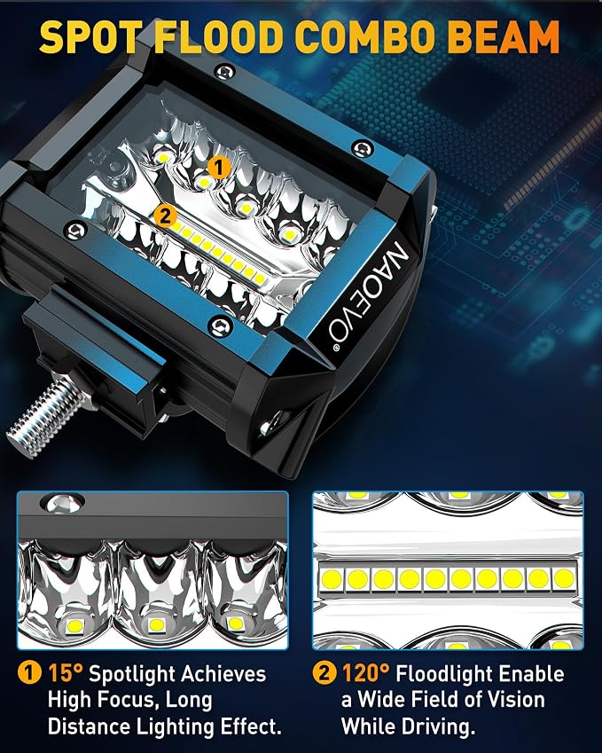 NAOEVO 4 Inch LED Pod Lights, LED Off Road/Driving/Fog Lights - Image 4