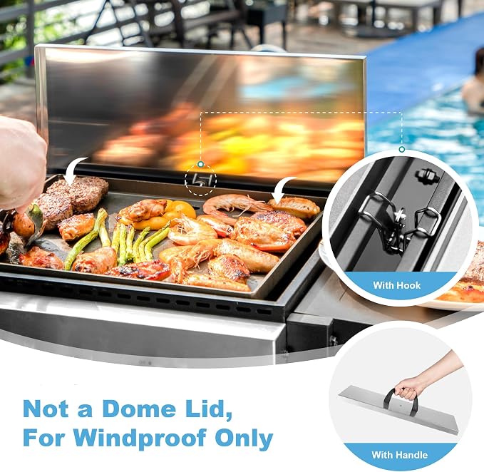 GREEN PARTY 2 Burner Griddle Grill Combo, 2 in 1 Propane Gas BBQ Grill w/Cast - Image 7