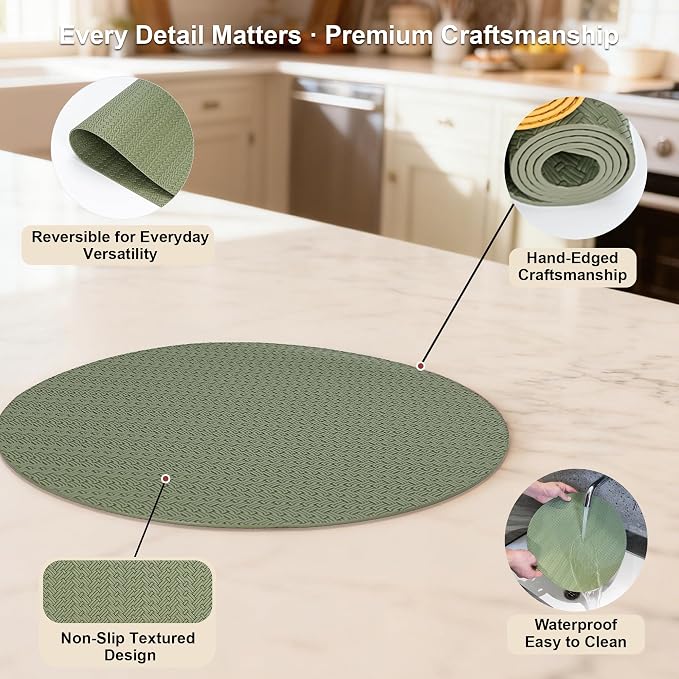 Round Faux Leather Placemats Set of 6 – 13 Inch Vinyl Mats, Heat Resistant - Image 5