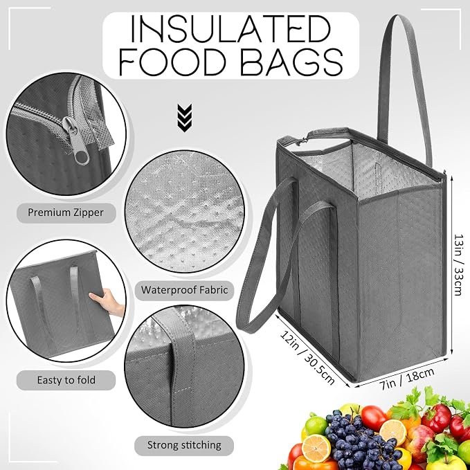 10 Pack Large Insulated Grocery Bags Reusable Shopping Bags - Image 2