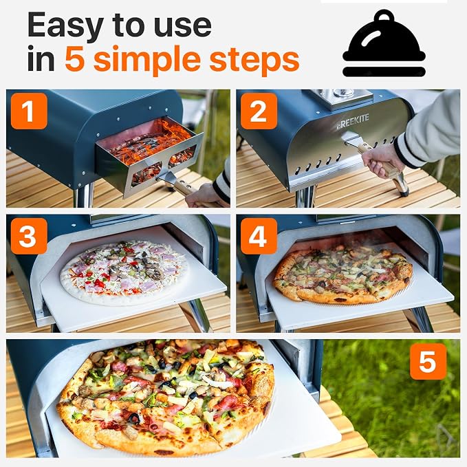 Pizza Oven 13 Inch Outdoor Wood Fired Portable Stainless Steel Pizza Oven - Image 8