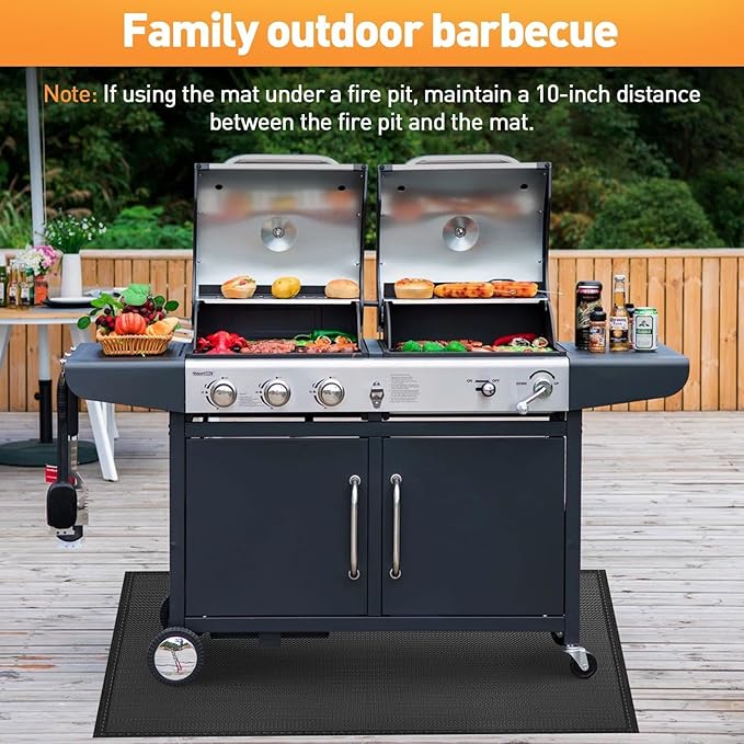 Grill Pad Floor Mat 48 x 65 Inch Fiberglass with Silicone Coating
