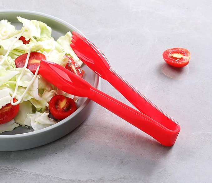 Serving Tongs, Red Food-Safe Polycarbonate, 6 x 6 Inch