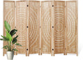 66.9Inch Folding Room Divider, 6 Panels Wood Carved Privacy Screens, Free by Svimi