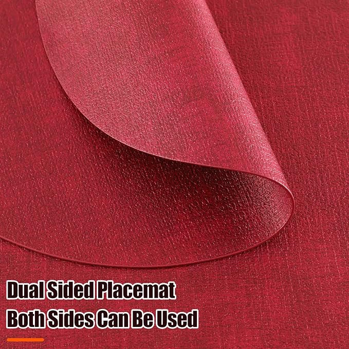 Homaxy Round Faux Leather Placemats and Coasters, Washable Dual-Side Table Mats - Image 3