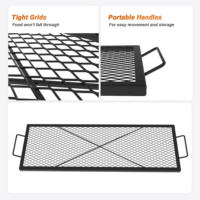 onlyfire Rectangle X-Marks Fire Pit Cooking Grate, Campfire Grill Grate - Image 4