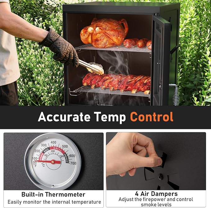Happygrill Charcoal Grills, Adjustable Air Dampers, Removable Water Pan & Grill - Image 4