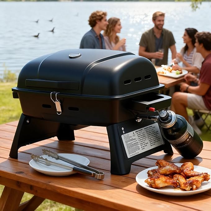 BrandMan Portable Propane Gas Grill, 1-Burner Tabletop Compact BBQ Grill - Image 4
