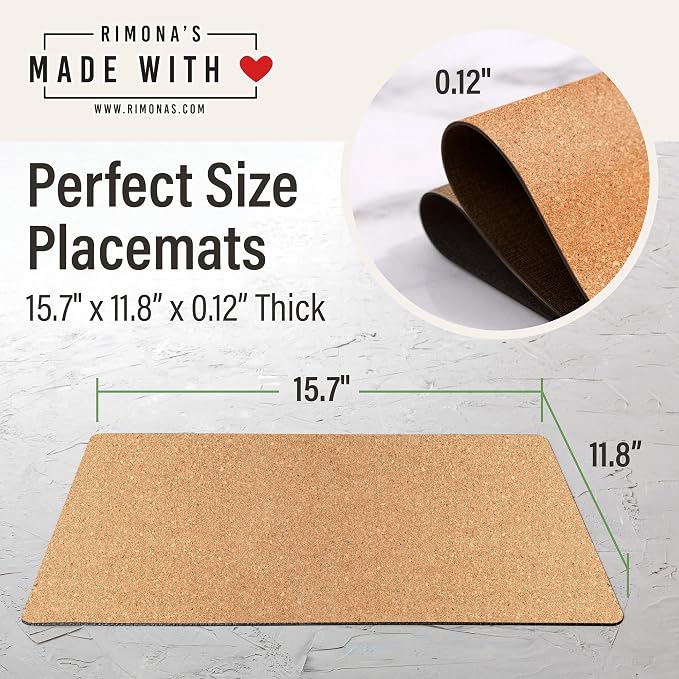 RIMONA'S Heat Resistant Cork Placemats Set of 4 - Image 7