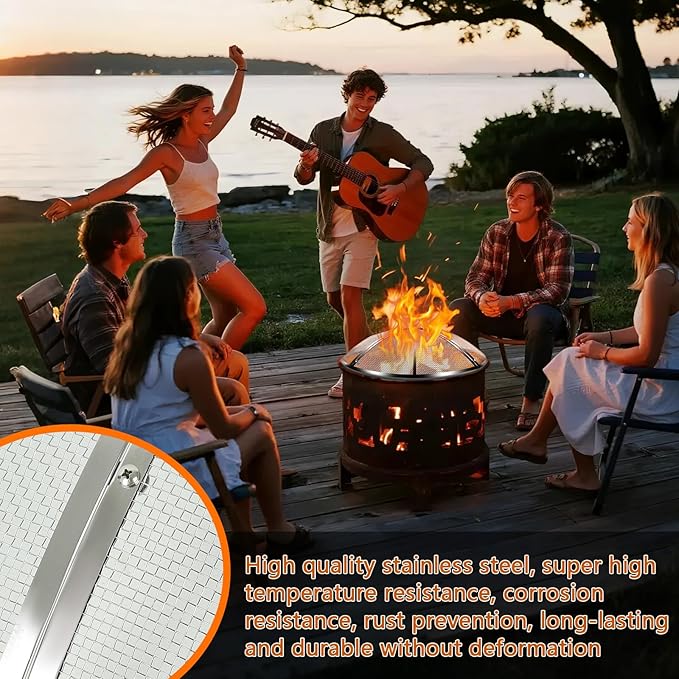 24 Inch Fire Pit Spark Screen, Stainless Steel Fire Pit Screen Cover - Image 4