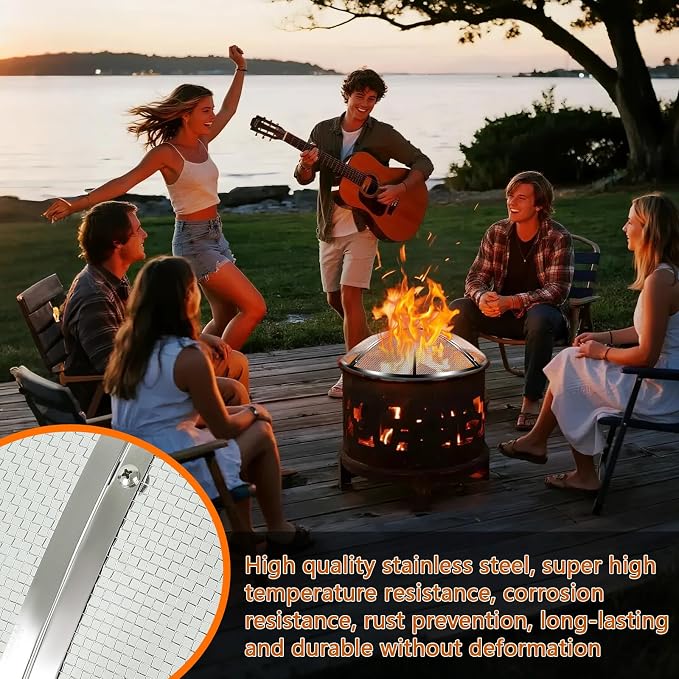 40 Inch Fire Pit Spark Screen, Stainless Steel Fire Pit Screen Cover - Image 4
