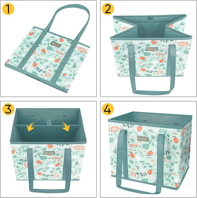 BALEINE 3Pk Reusable Grocery Bags, Foldable Shopping Bags - Image 7