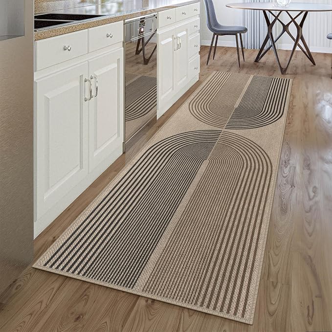 Easy Jute Rainbow Runner Rug, 2.6x8 Washable Rugs Runner by Rugalia