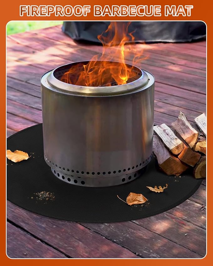 Grill Pad & Floor Mat, 36 Inch Round Fiberglass Double-Sided Protector