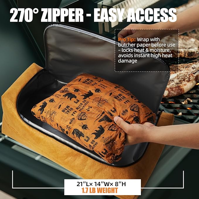 BBQ Blanket for Resting Meat, Leak-Proof & Reusable Insulated Meat Resting Bag - Image 3