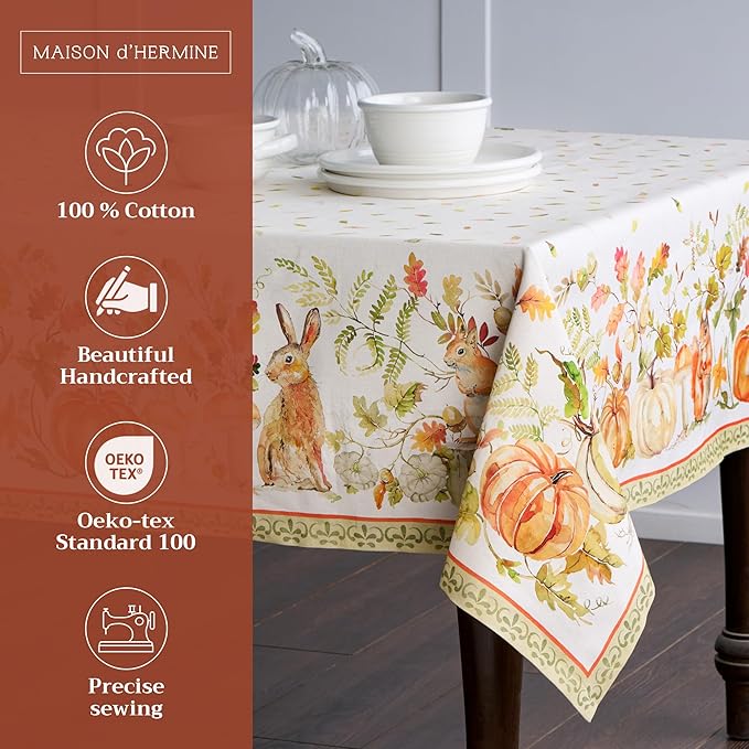 Maison d' Hermine Table Cloth Rectangle Table 100% Cotton 70 x 108 Inches Fall - Image 2