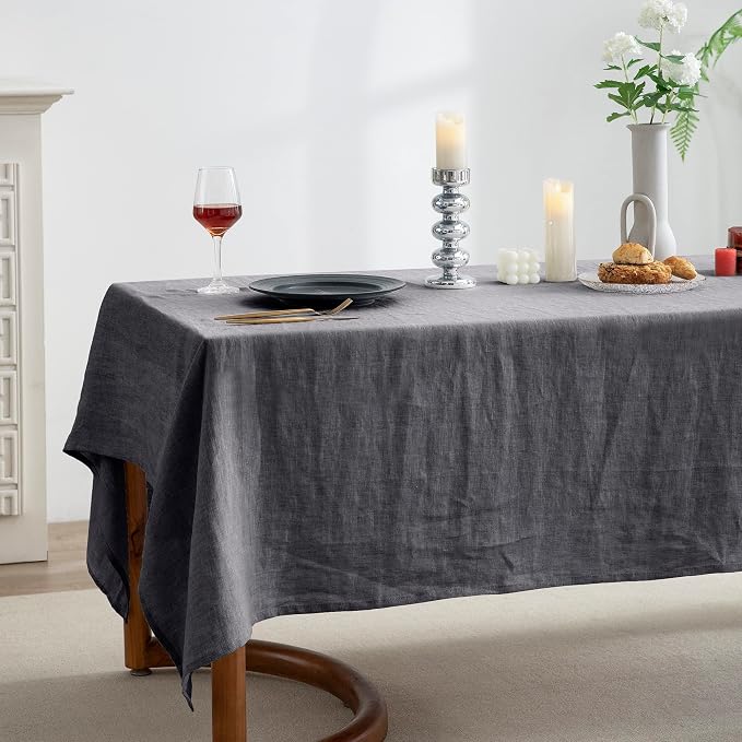 EVERLY 100% Pure Linen Rectangle Tablecloths 60x84Inches - Image 5