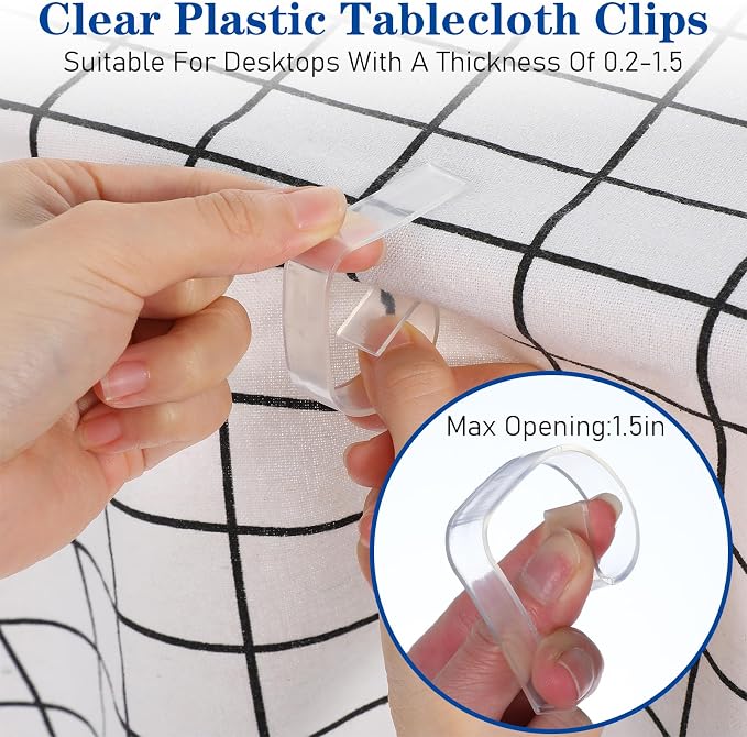 150PCS Transparent Clear Tablecloths Clips Bulk, Plastic Table Cloth Clips - Image 3
