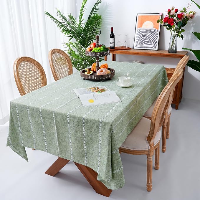 Chassic 60 x 60 inches Farmhouse Style Linen tablecloths, Wrinkle Resistant - Image 2