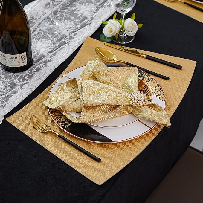Faux Leather Placemats, Heat Resistant PU Table Mats Set of 6, Waterproof - Image 5