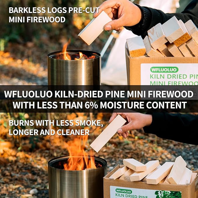 Pre-Cut 5'' Lengths Mini Firewood, Pine Kiln Dried Firewood, Small Barkless - Image 5
