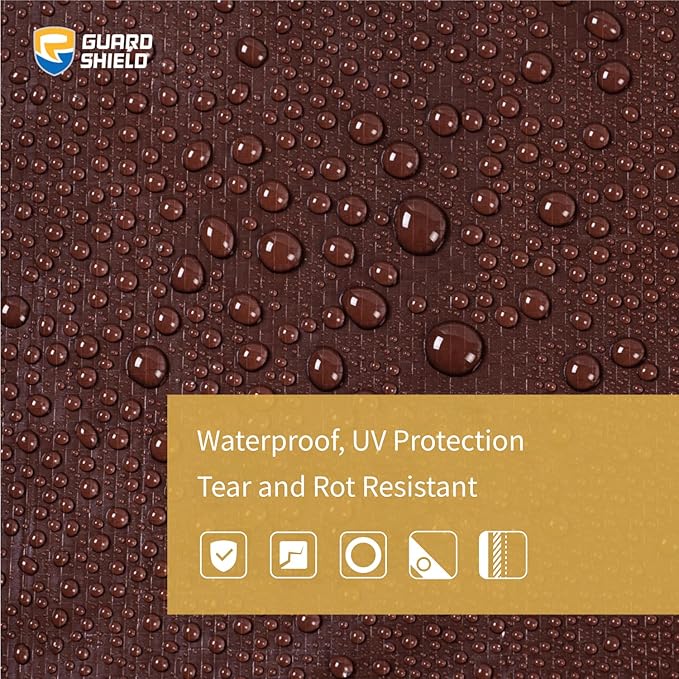 GUARD SHIELD Brown/Green Tarp 10x14 Feet Medium Duty Outdoor Waterproof Multi - Image 3