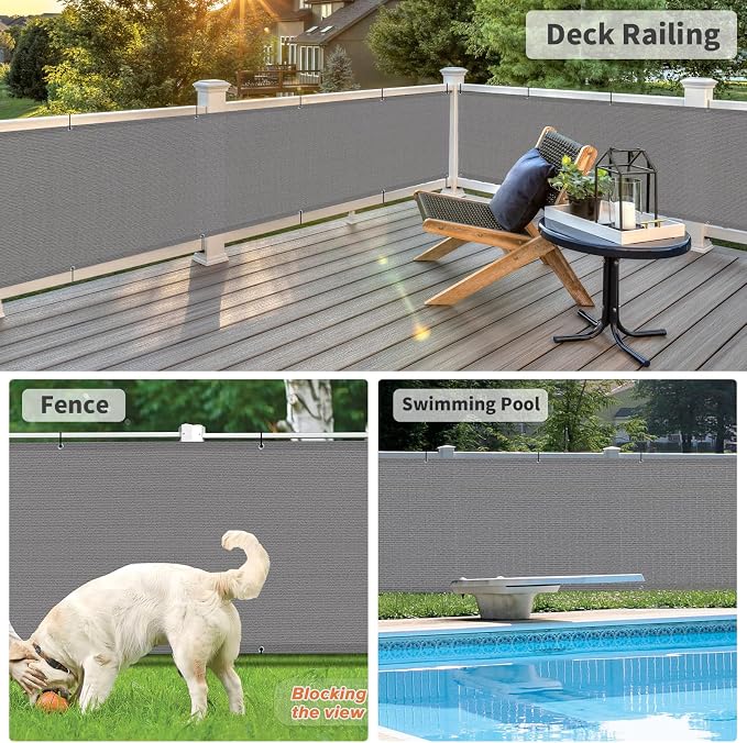 LOVE STORY 2.5' x 10' Dark Grey Balcony Screen Privacy Fence Cover UV - Image 6