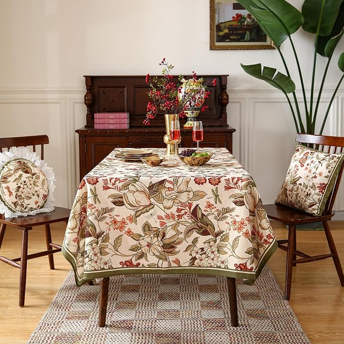 ISAENNE Designer Bohemian Linen Extra Long Rectangle Tablecloth, Colorful - Image 3