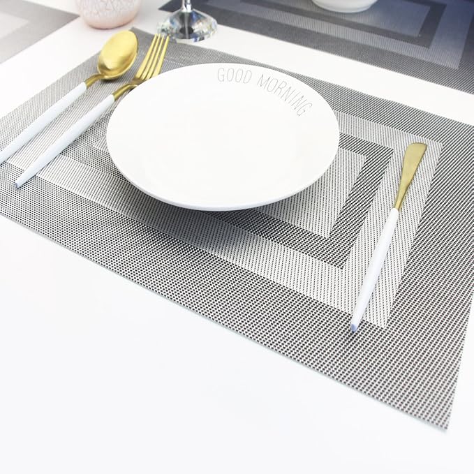 PIGCHCY Placemats Set of 6, Washable Woven Place Mats Vinyl Table Mats Non Slip - Image 6