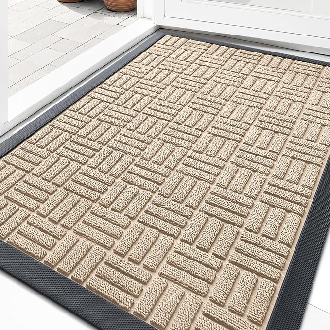 OLANLY Front Door Mat Outside Entrance 35x23, Heavy Duty Sturdy Natural Rubber by OLANLY