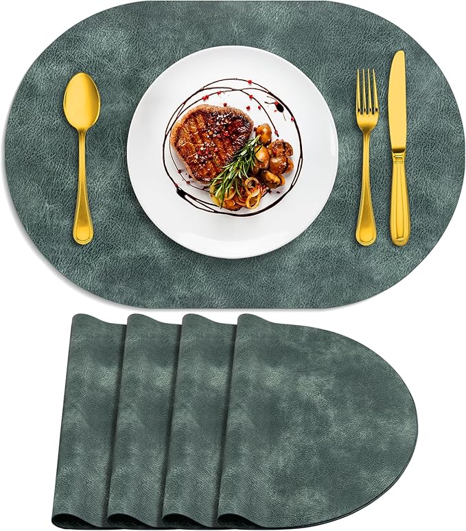 ADRIMER Placemats, Heat Resistant Oval Placemats Set of 4 Washable 12 x 17 Inch by Adrimersdreamistobeanindispensablecompanioninyourlife