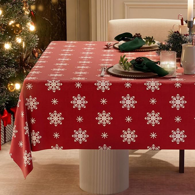 Christmas Red Tablecloth, Rectangle Table Cloh by ZIWUROAD