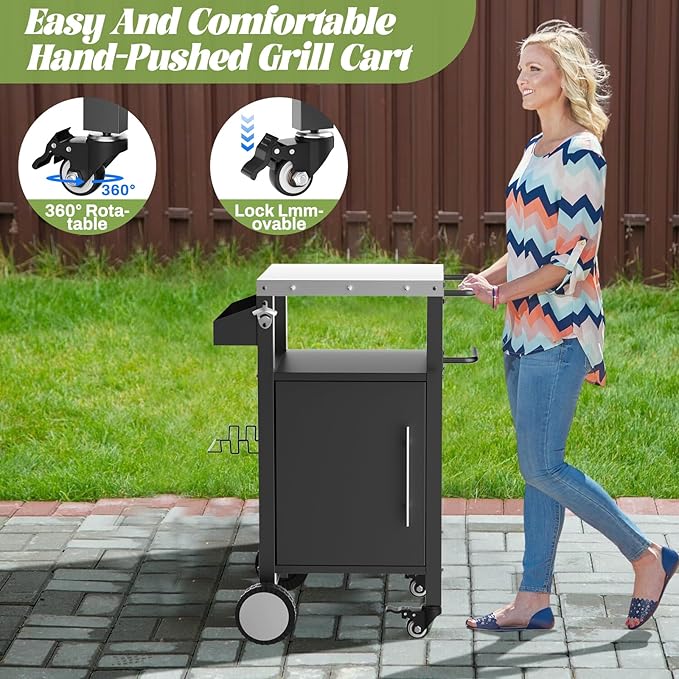 Outdoor Grill Cart with Patio Furniture, Outdoor Grill Table with Storage - Image 4