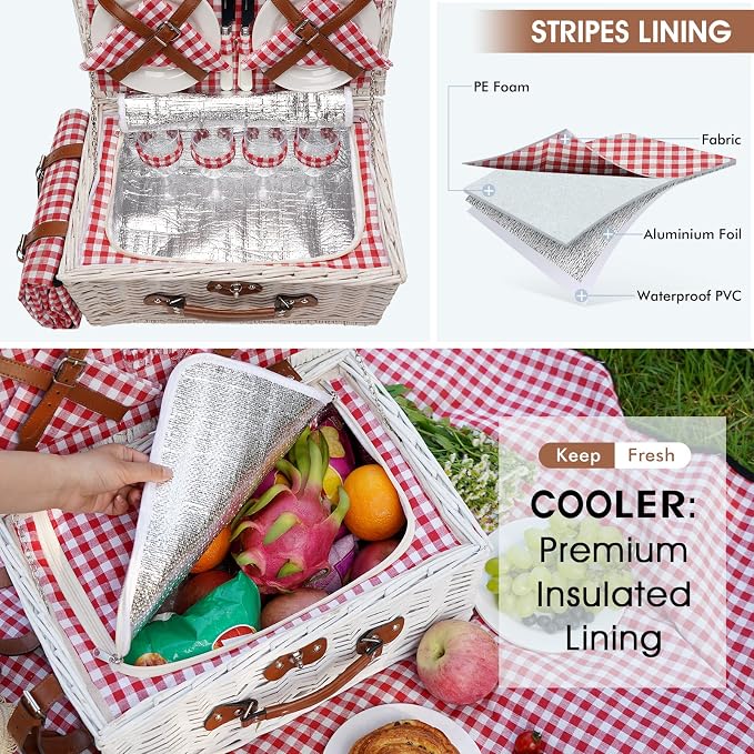 HappyPicnic Fitted Picnic Baskets Cooler Set - Image 4