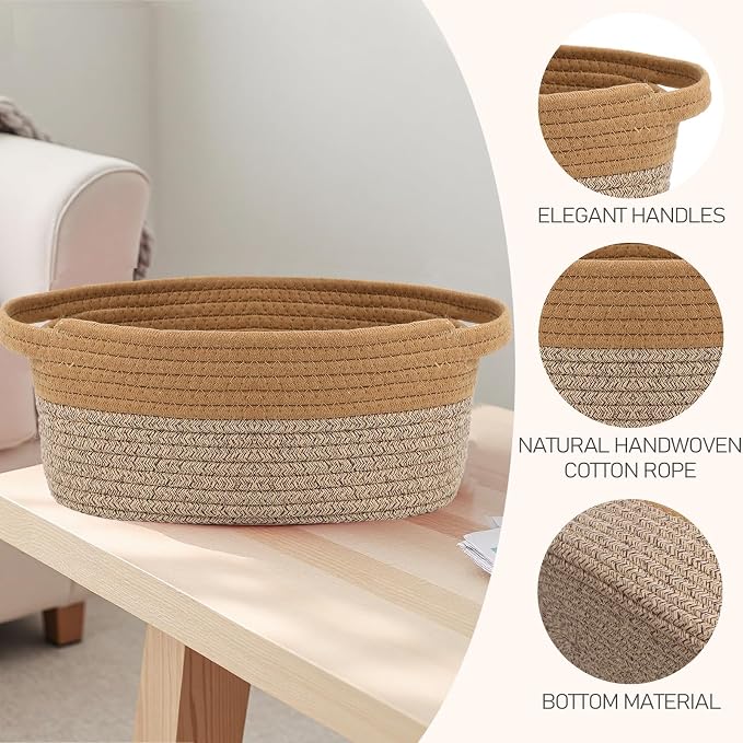 Woven Basket, Small Rope Storage Bin - Image 3