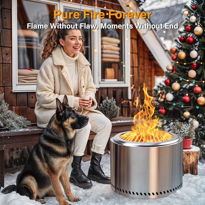 HGD 20 Inch Smokeless Patio Fire Pit, Outdoor Wood Burning Stove, Stainless - Image 8