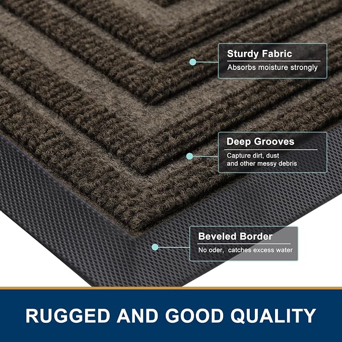 Buganda Front Door Mat Indoor Outdoor Entrance, Non-Slip Natural Rubber Doormats - Image 4