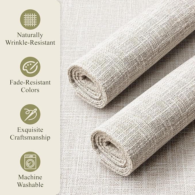 KXN Placemats Set of 6, Dual-Layer Thickened Faux Linen Table Mats, Heat - Image 5
