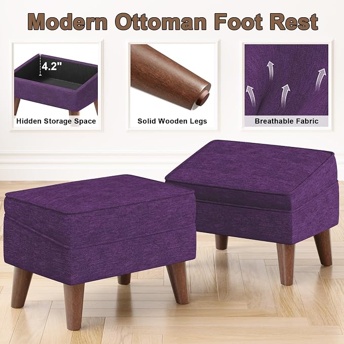 Storage Ottoman, Small Foot Stool Ottoman - Image 3