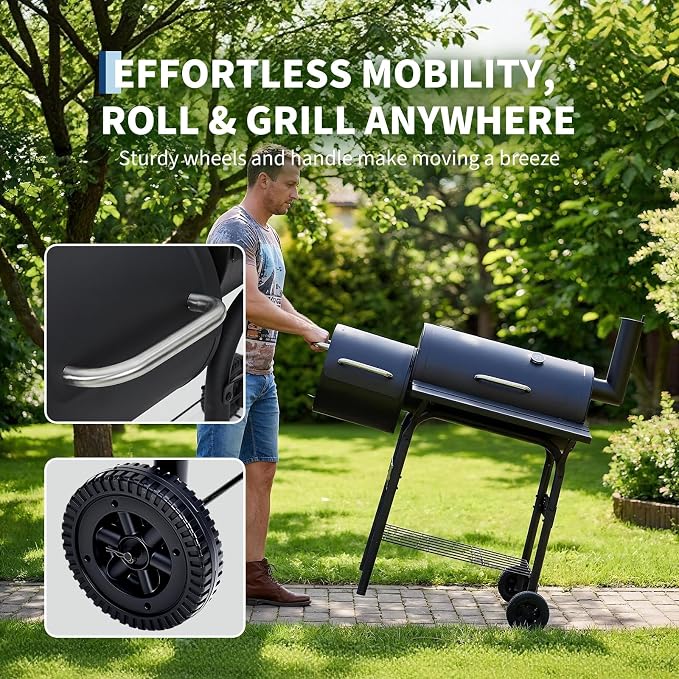 Garvee Charcoal Grills with Offset Smoker, Outdoor BBQ Grill with Handle and - Image 2