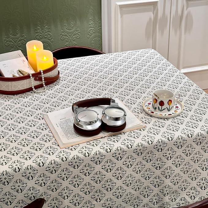 Jacquard Rectangle Tablecloth, Washable Green Table Cloth, Soft Thick - Image 5