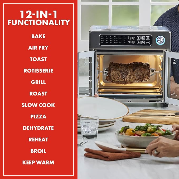 Emeril Lagasse Extra Large French Door Air Fryer Toaster Oven Combo, 24 Cooking - Image 2