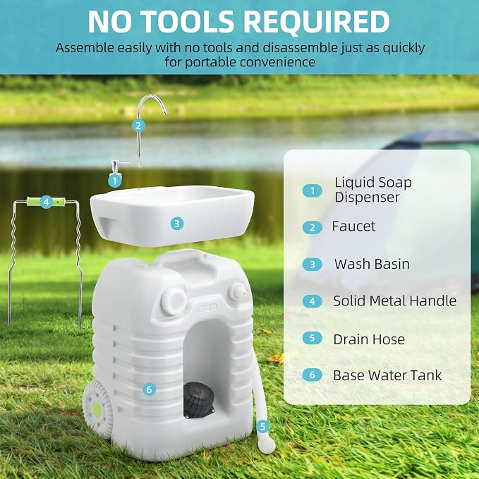 YITAMOTOR Rolling Portable Camping Sink, 45L Handwashing Station - Image 6