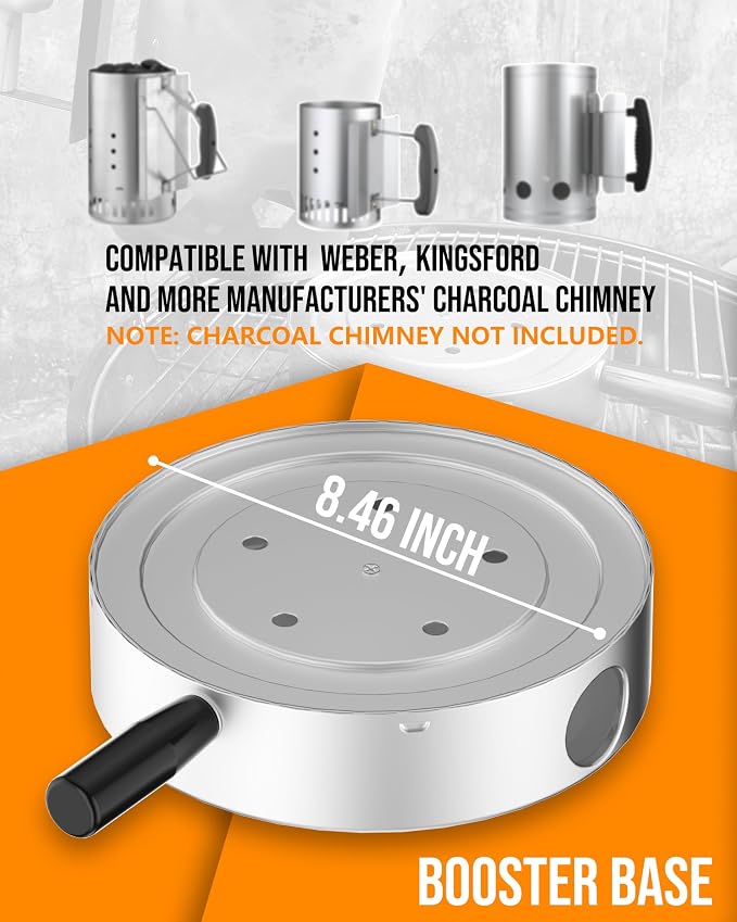 Charcoal Chimney Booster-Charcoal Starter Base & Coal Burner Blower, 10-Minute - Image 6