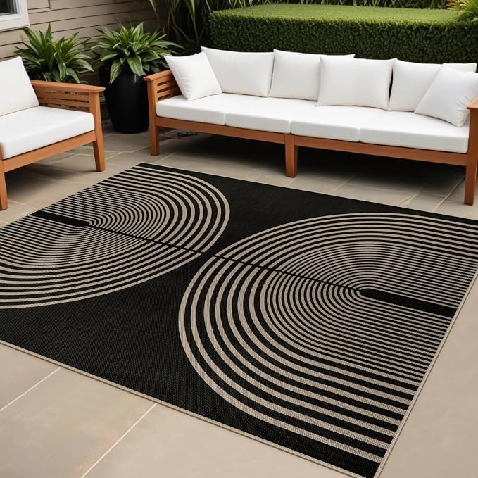 Easy Jute Indoor Outdoor 5x7 Area Rug, Non-Slip Boho Farmhouse Bedroom Rug by Rugalia