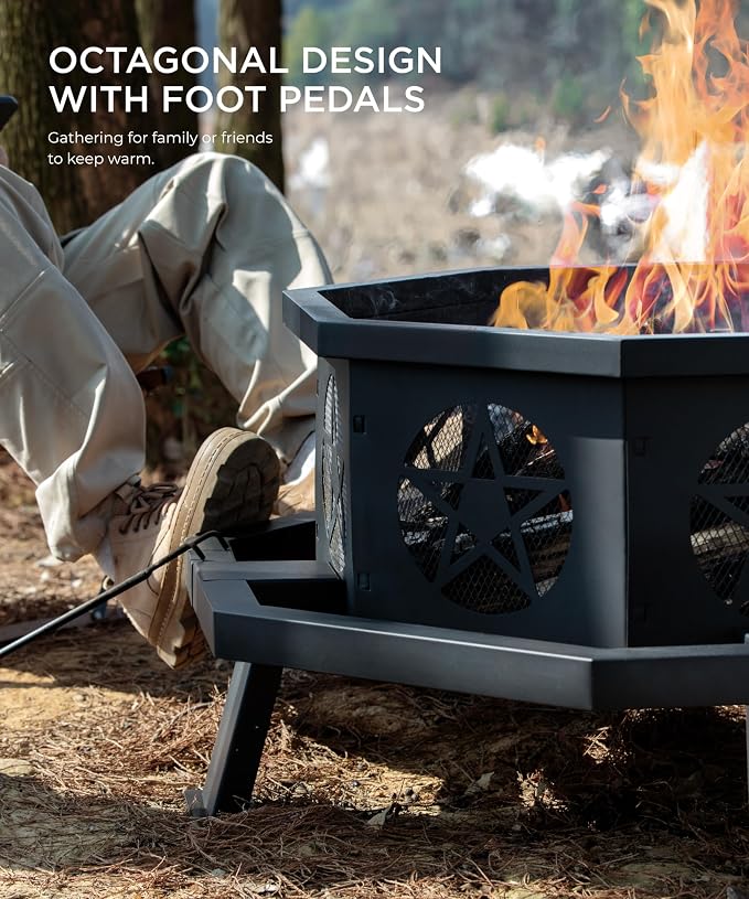 35 inch Fire Pit, Outdoor Fire Pit Wood Burning Fire Pits - Image 5