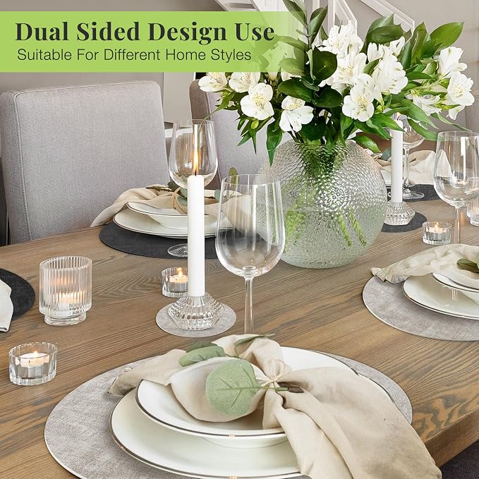 13-Inch Faux Leather Round Placemats Set of 4, Waterproof Anti-Slip Dual Sided - Image 6