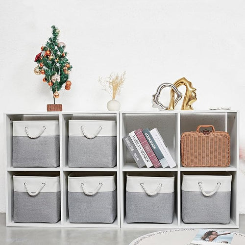 12 x 12 Inch Cube Storage Bins, 6 Pack Large Collapsible Fabric Storage Bin - Image 2