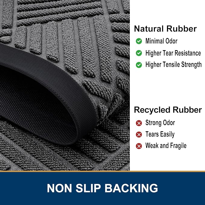 Smiry Front Door Mat Outside Entrance, Heavy Duty Outdoor Indoor Natural Rubber - Image 5
